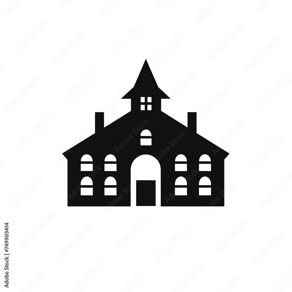 Vector mansion icon. Building icon ,school icon vector sign illustration. Flat design style. School building icon logo vector illustration template. School Building Icon Vector.