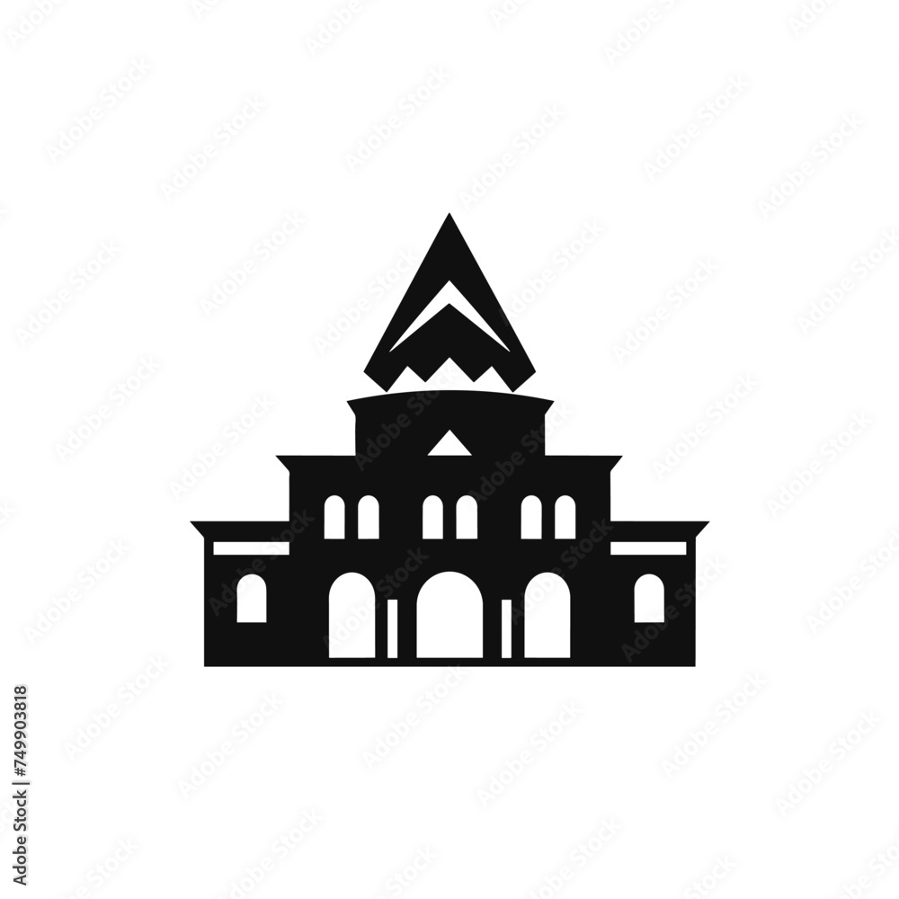 Misterious house icon. Church flat  vector symbol, sign, illustration. Icon design. Concept design of castle icon. Tower, fortress. Sand castles concept. Mosque icon vector sign symbol isolated.