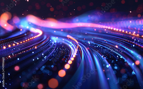 Technological glowing tunnel background  3D rendering