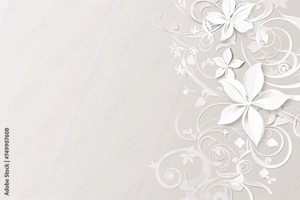 Elegant white floral design on grey background