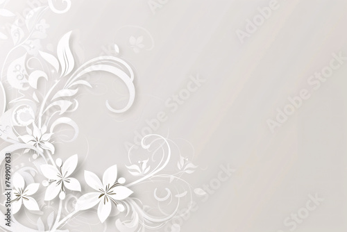 Floral and swirl elements on a soft beige backdrop