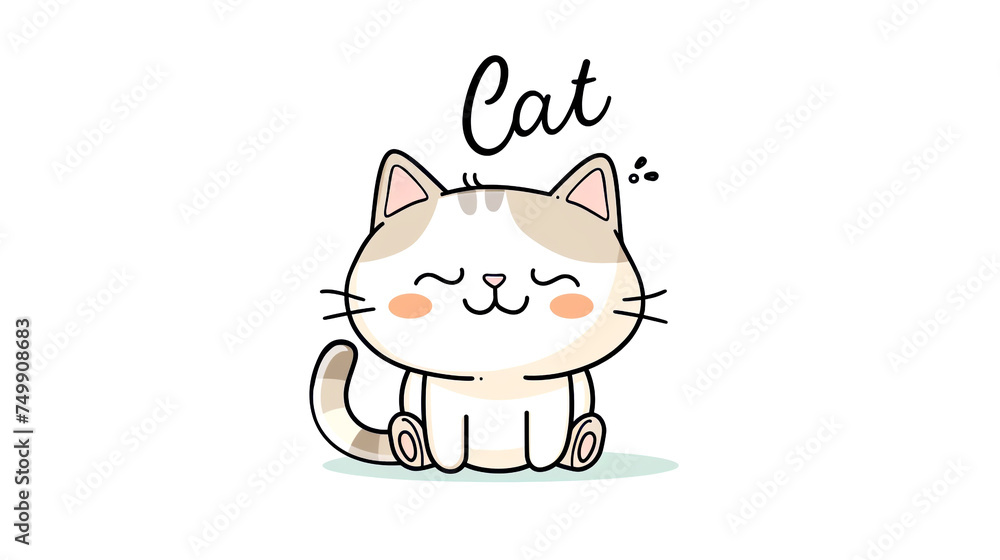 Happy Cartoon Cat - Illustration