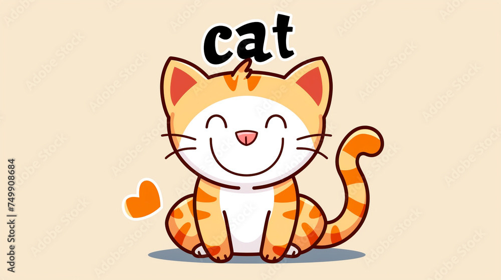 Happy Cartoon Cat - Illustration Happy Cartoon Cat - Illustration