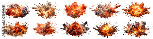 Set of explosions cut out