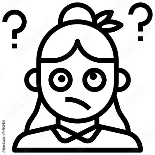 THINKING,curly hair,woman,long hair.svg