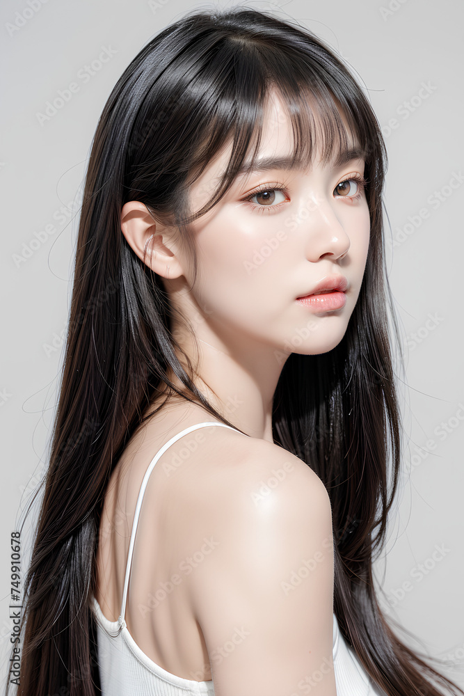 Gorgeous Young Female Model - Fashion or Cosmetics Model - Beauty with Perfect Fine Features - Beautiful Smooth Hair Gorgeous Young Female Model - Fashion or Cosmetics Model - Beauty with Perfect Fine Features - Beautiful Smooth Hair
