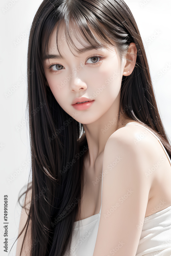 Gorgeous Young Female Model - Fashion or Cosmetics Model - Beauty with Perfect Fine Features - Beautiful Smooth Hair Gorgeous Young Female Model - Fashion or Cosmetics Model - Beauty with Perfect Fine Features - Beautiful Smooth Hair