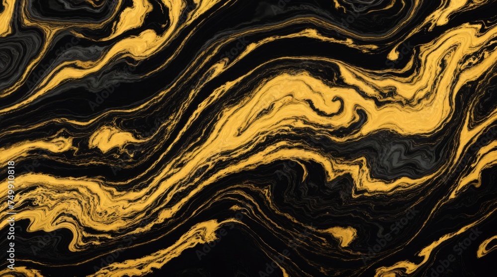 Elegantly swirling black and gold marble design with rich texture Elegantly swirling black and gold marble design with rich texture