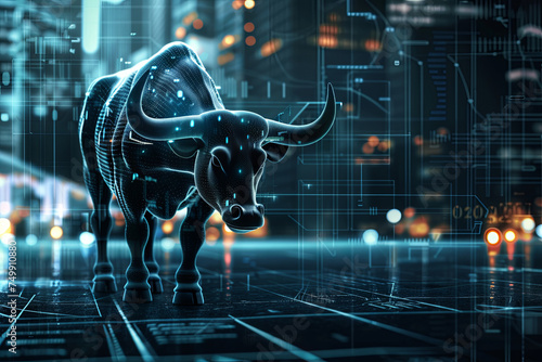 Bull market uptrend for stock market © grey