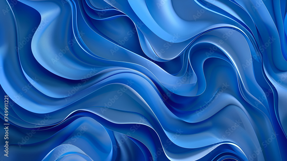 abstract blue background with smooth lines and waves,Abstract blue wavy background. 3d rendering,
