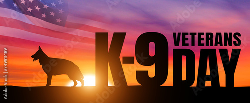 K-9 Veterans day. USA national flag. 3d illustration photo