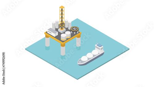 Oil extraction platform icon. Isometric of oil extraction platform vector icon for web design isolated on transparent background.