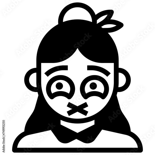 QUIET,feelings,long hair,woman.svg