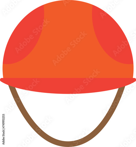 Strong plastic helmet to protect head of construction worker. Construction professional tools and equipment of highly qualified specialist. Simple flat vector isolated on white background