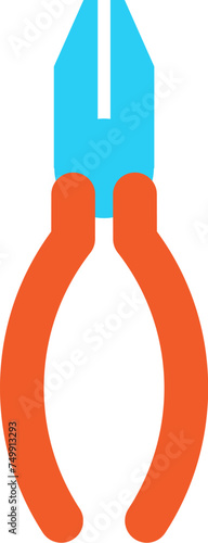 Hand pliers for electrician and carpenter work. Construction professional tools and equipment of highly qualified specialist. Simple flat vector isolated on white background