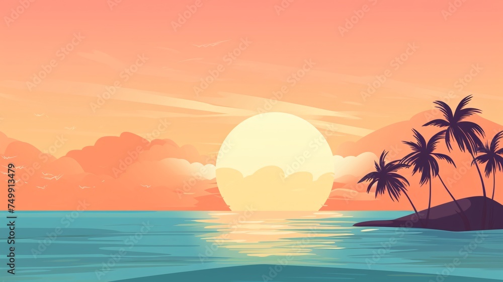 an illustration of summer sunsets or the sun on the beach
