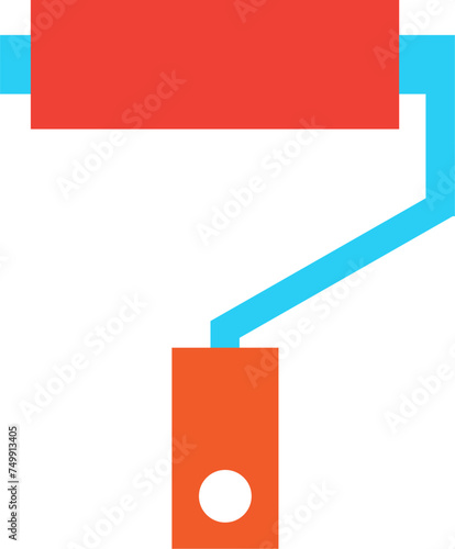 Paint roller for painting walls. Construction professional tools and equipment of highly qualified specialist. Simple flat vector isolated on white background