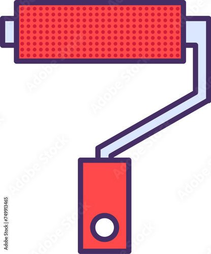 Paint roller for painting walls. Professional DIY tools and equipment of highly qualified specialist. Simple colored stroked vector icon isolated on white background
