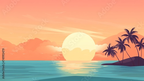 an illustration of summer sunsets or the sun on the beach