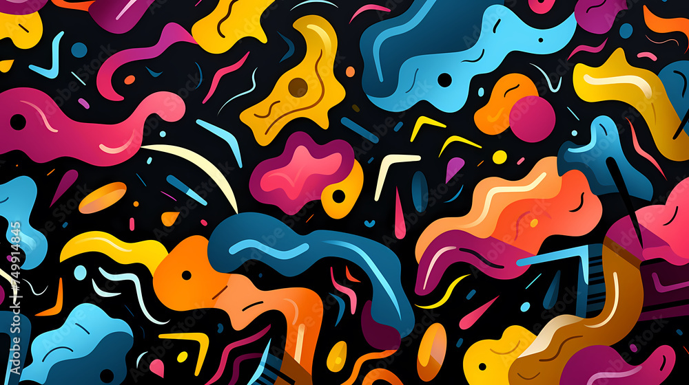 Obraz premium Dynamic halftone comic abstract, vibrant abstract background design and halftone concept for creative projects