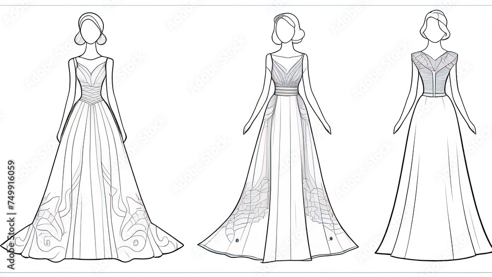 art sketching of beautiful dress Sketch background. coloring page for coloring book for kids, teens, adult art sketching of beautiful dress Sketch background. coloring page for coloring book for kids, teens, adult