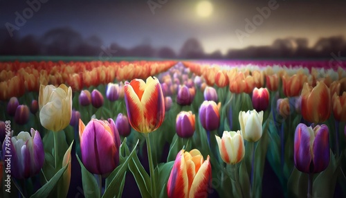 view of a colorful tulip field with flowers in bloom in cream ridge upper freehold new jersey united states photo