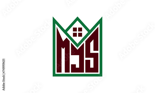 MJS initial letter real estate builders logo design vector. construction, housing, home marker, property, building, apartment, flat, compartment, business, corporate, house rent, rental, commercial photo