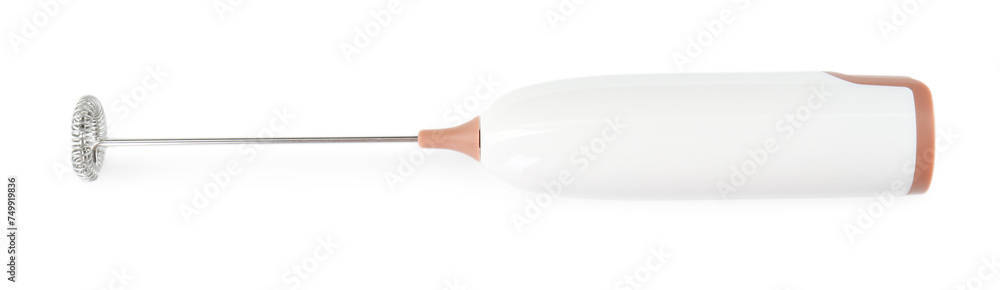 One milk frother wand isolated on white, top view One milk frother wand isolated on white, top view