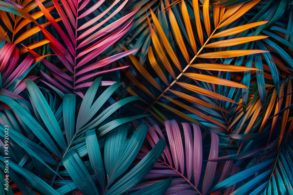 Stylish trendy colorful palm tree leaves. Stylish trendy colorful palm tree leaves.