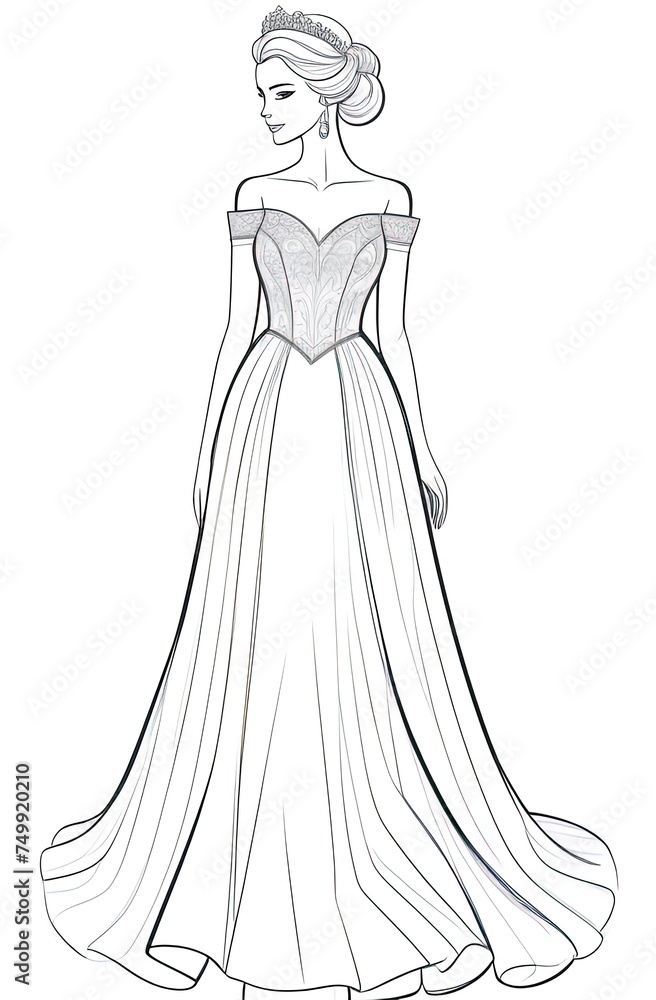 art sketching of beautiful dress Sketch background. coloring page for coloring book for kids, teens, adult art sketching of beautiful dress Sketch background. coloring page for coloring book for kids, teens, adult