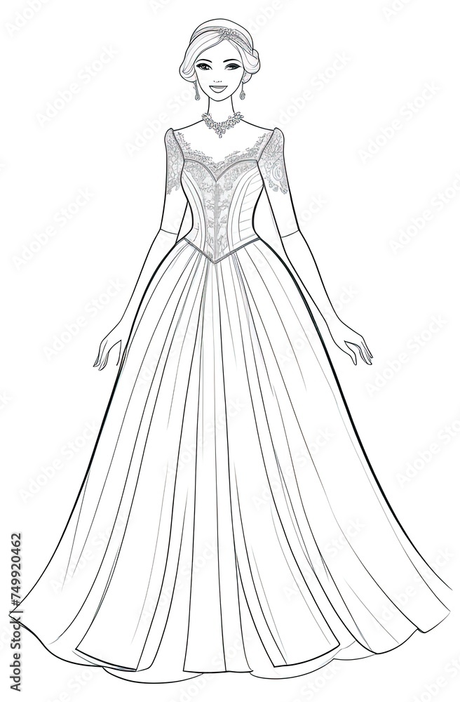 art sketching of beautiful dress Sketch background. coloring page for coloring book for kids, teens, adult art sketching of beautiful dress Sketch background. coloring page for coloring book for kids, teens, adult
