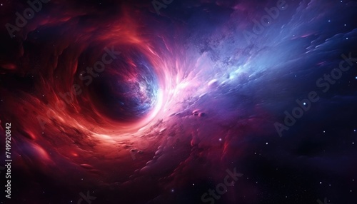 Colorful nebula rising start  red giant  black hole  deep space