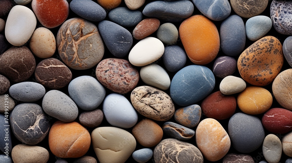 The texture of the ground is made of gray small stones. The seashore. Abstract background. The texture of the ground is made of gray small stones. The seashore. Abstract background.