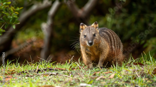 Wallpaper Mural An alert numbat forages among the foliage, camouflaged by its striking stripes. Torontodigital.ca