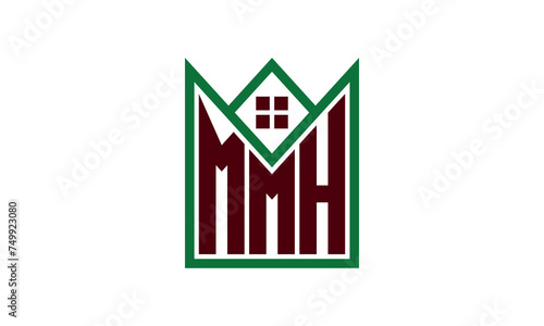 MMH initial letter real estate builders logo design vector. construction, housing, home marker, property, building, apartment, flat, compartment, business, corporate, house rent, rental, commercial photo