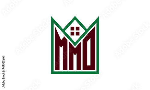 MMO initial letter real estate builders logo design vector. construction, housing, home marker, property, building, apartment, flat, compartment, business, corporate, house rent, rental, commercial