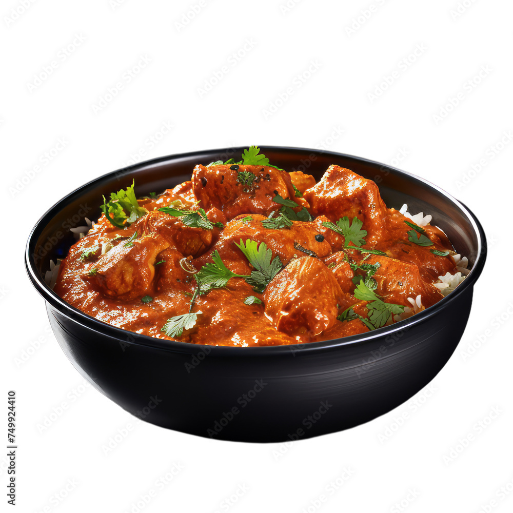 A chicken tikka masala isolated on transparent background, png