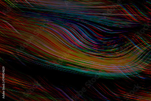 Wavy chromatic screen aberration hologram in multicolor