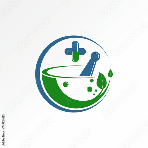 Logo design graphic concept creative premium vector stock abstract crusher pharmacy cross capsule leaf nature botany. Related  madical madicine health