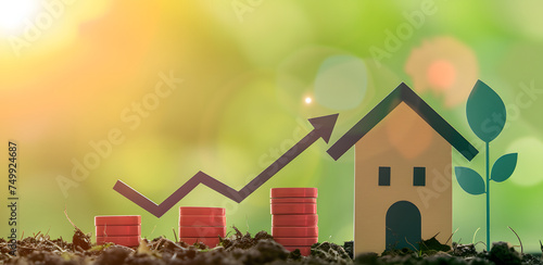 An upward trend in the housing market indicating significant financial gains from rental income or real estate investments, symbolizing a booming property sector