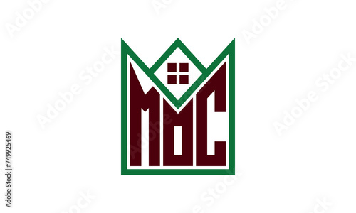 MOC initial letter real estate builders logo design vector. construction, housing, home marker, property, building, apartment, flat, compartment, business, corporate, house rent, rental, commercial