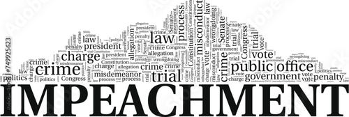 Impeachment word cloud conceptual design isolated on white background.