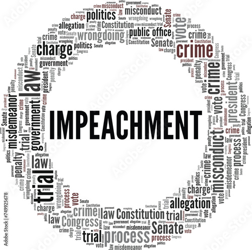 Impeachment word cloud conceptual design isolated on white background.