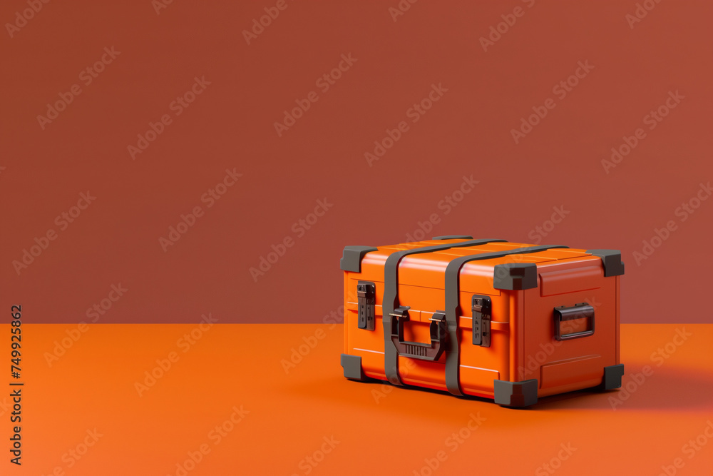 Obraz premium Orange Protective Equipment Case on Orange Background