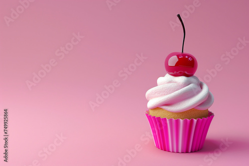 Pink Cupcake with Cherry on Top.