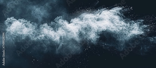 Abstract texture of white powder dust cloud explosion isolated on dark background. Generated AI