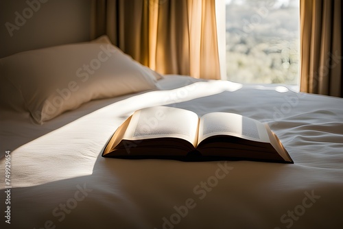 a book placed on a bed © RORON