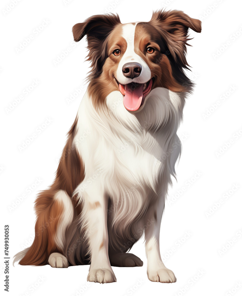 dog with brown hair full body, Isolated on transparent PNG background, Generative ai