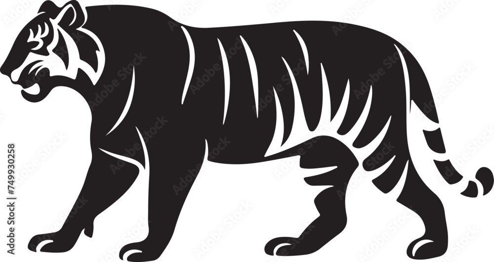 Black tiger silhouettes vector illustration