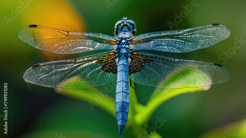 Blue Dasher Dragonfly. Generative AI
